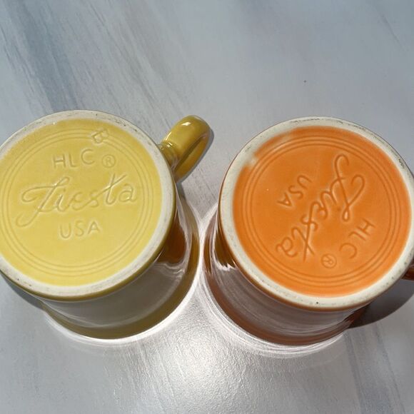Vintage Fiesta Ware, Handle Tom & Jerry Cups Yellow & Orange - Picture 5 of 5